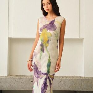 Commense Sleeveless Floral Print Dress Size L NWT $38